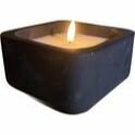 LED kaars in stenen houder - Zwart - 120 x 120 x 65 mm - Industrieel