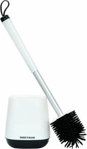 Toiletborstel met houder MAHDI - Wit / Zwart - Kunststof - 12 x 47 cm