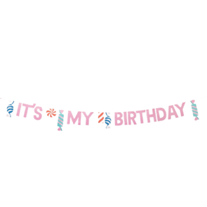 Its My Birthday Slinger - Karton - Roze / Multicolor - 3 M - Verjaardag - Feestje - Party