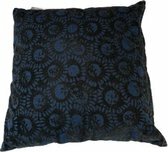 Sierkussen SALVADOR met motief - Zwart / Blauw - Katoen - 40 x 40 cm - Vierkant