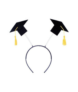 Afstudeer hoed diadeem met 2 Hoedjes - Kunststof -  Zwart - Geslaagd
