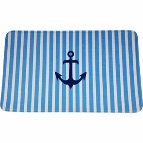 Badmat FIONN met anker print - Lichtblauw / Wit - Polyester - 45 x 75 cm