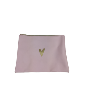 XL Make Up Tas - Etui - Hartje Goud - Roze / Goud- 27 x 21 x 1 cm 