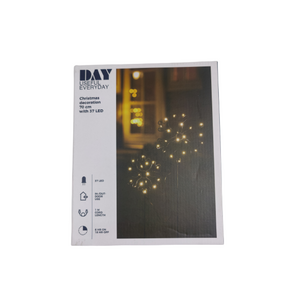 Kerstdecoratie - Kerst Sneeuwvlok met 37 ledlampjes 70 cm hoog - Verlichting - Voor binnen en buitengebruik - 1 meter koord lengte - Met timer functie - warm wit mini led 