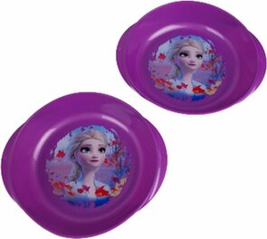 Frozen kinderservies bordjes - Paars / Multicolor - Kunststof - ø 16 cm - Set van 2