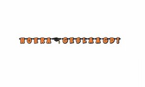 Vlaggenlijn ''Geslaagd Hoera!'' - Slinger - 5 meter touw - 1,3 meter tekst afmeting - Oranje / Zwart 
