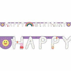 Peppa Pig Feestslinger 'HAPPY BIRTHDAY' - 2.2 m - Paars / Multicolor 