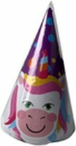 Feesthoedjes - Thema Unicorn / Eenhoorn - Roze / Wit - 6 partyhoedjes