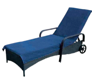 Kussenbeschermer ligbed   SOLEIL - Blauw - Polyester - 80 x 200 cm - Laken - Handdoek - Tuinstoel - Strandstoel - Stoel - Stoelbeschermer - Tuinstoelhoes 