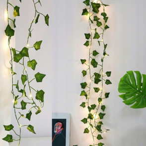 Kunstklimkop met ledlicht - Groen - Kunststof - Indoor & Outdoor - 2 meter - Artificial Scindapsus Aureus - 20 ledlampjes  - 72 blaadjes 
