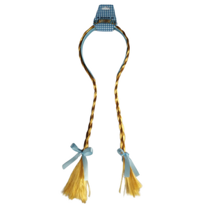 Diadeem Oktoberfest - Bierfest - Diadeem met vlechten blond en strikjes -  Biertjuh - Oktober fest - Fout feestje - Tirol - Blauw / Wit ruitjes  - Bierfestival 