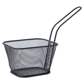 Mini Serveer Frietmandjes MISJA - Zwart - Metaal - Set van 2 - Serveermandje