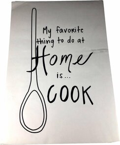 Muursticker - My favorite thing to do at home is cook - Zwart / Wit - 48 x 68 cm