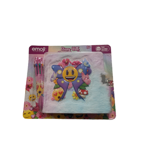 Emoji Vlinder Dagboek / Pluche dagboek Met Slot - Paars / Multicolor -  Papier / Dagboek met 10 kleurenpen