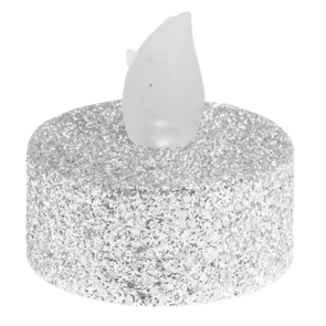 LED theelichten - Zilver - Glitter - Kerst - Kunststof - Set van 6 - Waxinelichtjes - Theelichtjes 