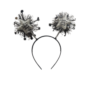 Nieuwsjaarsdiadeem  / New Years Diadeem - Oud en nieuw Diadeem - Zwart / Zilver - Glitter