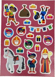 Sint & Piet Raamstickers - Sinterklaas - Multicolor - Kunststof - 2 x A4 (diverse stickers)