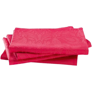 Luxe Servetten Christian Lacroix Damast Jacquard - Rood - Gekamd Katoen - 50 x 50 cm - Set van 4 - Sjiek diner / Ontbijt / Kerstontbijt / Kerstdiner