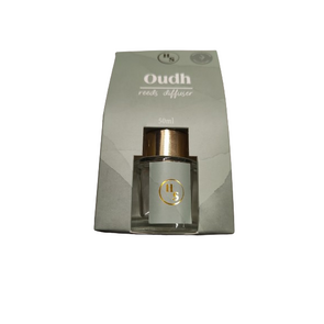 Sjieke Geurstokjes Diffuser Gold Collection OUDH - Reeds Diffuser - 50 ml - Glas / Gouden dop - Cadeautip - Groene verpakking - Zoete houtachtige geur