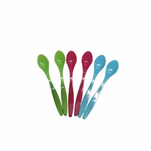 Eierlepels GABRIELIUS - Kleurenmix - Kunststof - Herbruikbaar - 14 x 3 cm - Set van 6 - Ei