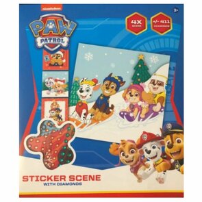 Paw Patrol Sticker Scene met diamantjes - Multicolor - Kerst - 4x Scene - 411 Diamantjes - 3+
