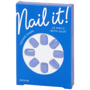 Nepnagels - Kunststof - Denim / Blauw - 24 Nagels met Lijm - Square Shape - Plak nagels - Kunstnagels 