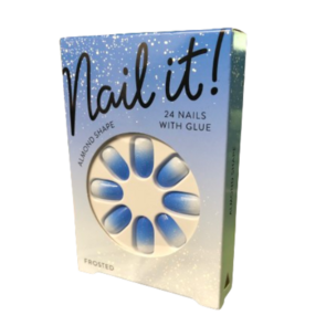 Nepnagels Frosted - Kunststof - Blauw / Wit - 24 Nagels met Lijm - Almond Shape - Plak nagels - Kunstnagels