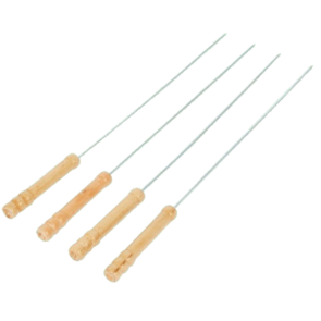 Luxe Barbecue Spiezen Met Hout - Zilver / Hout - Metaal / RVS / Hout - 4 x 38,5 cm - Set van 4 - Bbq