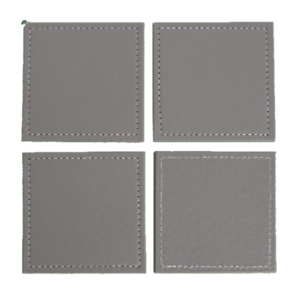 Onderzetters  LEVAN - Vierkant - Grijs / Wit - Imitatie leer - 10 x 10 cm - Set van 4
