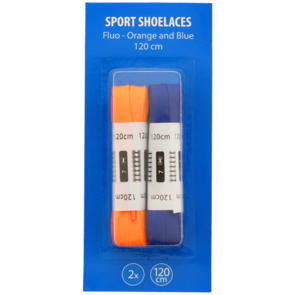 Neon Schoenveters -  Oranje / Blauw - 150 cm - 2 paar - Sport shoelaces - Veter - Schoenveter - Fluor orange / blue - Sportveters
