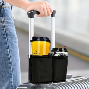 Draagbare Reisbekerhouder  - Zwart - Kunststof - 17 x 12 cm - Geschikt voor koffer en trolley 