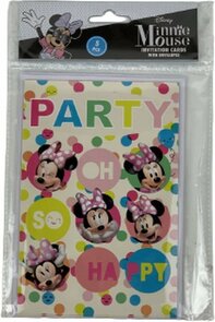 Minnie Mouse - Uitnodigingskaarten meisjes - Assorti - Verjaardag - Roze / Multicolor  - 10 x 15 cm