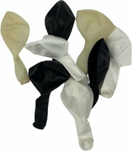 Ballonnenboog - Ballonnen - Zwart / Wit / Crème - Rubber - 25 cm - 16 stuks