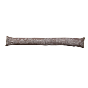 Tochtrol / Windstopper  / Anti Tocht rol  AMSTERDAM - Grachtenpanden thema - Bruin / Wit - 13 x 90 cm - Tochtstopper - Polyester 