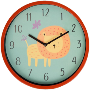 Stijlvolle klok met Leeuwen print - Multicolor - Kunststof - 22 x 20 cm - Leeuwendesign - Kinderkamer - Decoratief 