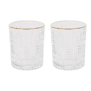 Whiskey - of Water glazen met gouden rand - Set van 2 - Transparant - 230 ml 
