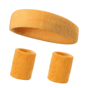Sport zweetband set OLDSKOOL - Oranje - Polyester - One Size - 3 stuks - Sporten - Sportaccessoire - Hoofdband - Polsbeschermer 