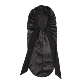 Lange satijnen Slaapmuts  MIDNIGHT WRAP- Zwart - Polyester - Onesize - Unisex - Haarbescherming - Lang haar - Vlechten - Droog en Krullend haar