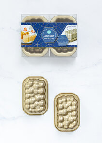 Mini Wolkjes Bakvorm - Cupcake vorm - Set van 2 - Goudkleurig - Metaal - 8 x 2  x 12 cm - Madeleine Bakvorm