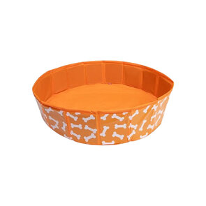 Hondenbad met botjes Patroon - Oranje - Kunststof - Ø 80 x h 30 cm - Speelbad - Dieren zwembad - Dog pool - Easy to drain and install