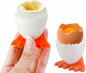 Eierdop Pasen - Wit / Oranje - Kunststof - Set van 4 - Eierdopjes eenden voetjes - pasen / Kinderen / eidoppen /eierdop / ei /e idopjes /paas decoratie/paasdecoratie/versiering