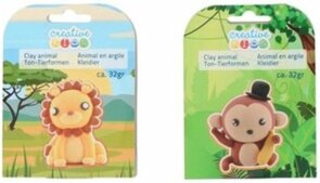 Klei set dieren Leeuw en Aap - Multicolor - Klei - 32 Gram - Set van 2 - Kleien