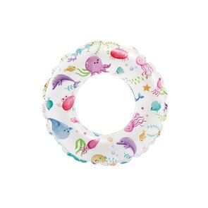 Opblaasbare zwemband met Zeedieren motief -  Multicolor - Kunststof -  Ø 61 cm - Pasteltint - Zwemring - Kids - Hoge kwaliteit - Dolfijnen - Octopus - Krabben - Visjes