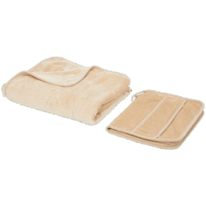 2-in-1 reisdeken & reiskussen COMFYGO - Beige - 100% polyester - Voor auto / vliegtuig / Hoge kwaliteit - Heerlijk zacht