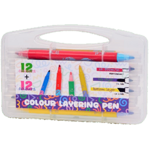 Magische Duo-Tip-Markers in Compacte Koffer - Multicolor - 12 + 12 Stuks - Stift voor Gelaagde Kleuren - Kinderen - School - Cadeau  - Colour Layering pen