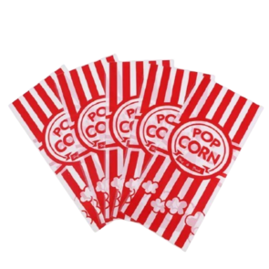 Popcorn Uitdeelzakjes met sluitstrip - Set van 10 - Rood / Wit -  Kunststof - 28 cm - Doorzichtig - Traktatie - Popcorn  - Party - Feest - School - Verjaardag - Kinderen