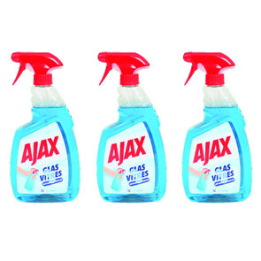 Ajax glasreiniger - 750 ml - Set van 3 flessen - Anticondens  - Streeploos Effect - Anti condens - Reinigt grondig - Raamreiniger  - Glasspray