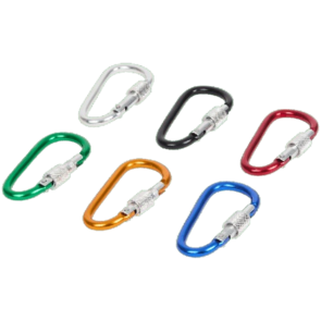 Karabijnhaken met slot - 6 Stuks -  Multicolor - RVS - 56 x 27 x 4 mm - Werk - Camping - Outdoor - Tuin -  Reizen -  Stevig - Veilig - 30KG