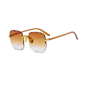 Zonnebril JETSET DUBAI - UV 400 - Bruin / Goud / Transparant - Glazen vierkante bril met gouden middenstuk - Normaal Model - Shades - Unisex Heren / Vrouwen - Gradient Color - Anti UV - Vintage Model - Kunststof / Polycarbonaat - Bruine Framestokjes - Sunglasses