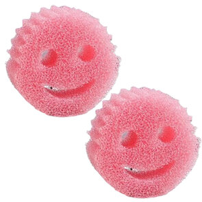 Schuurspons Multifunctioneel SMILEY – Set van 2 – Roze – 10 x 10 cm – Verwijdert Vet en Vlekken – Keuken – Badkamer – Schoonmaak – Stevig